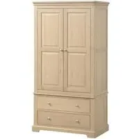 Romford Oak 2 Door 2 Drawer Double Wardrobe - Pale Oak