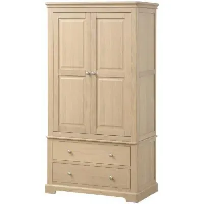 Romford Oak 2 Door 2 Drawer Double Wardrobe - Pale Oak image