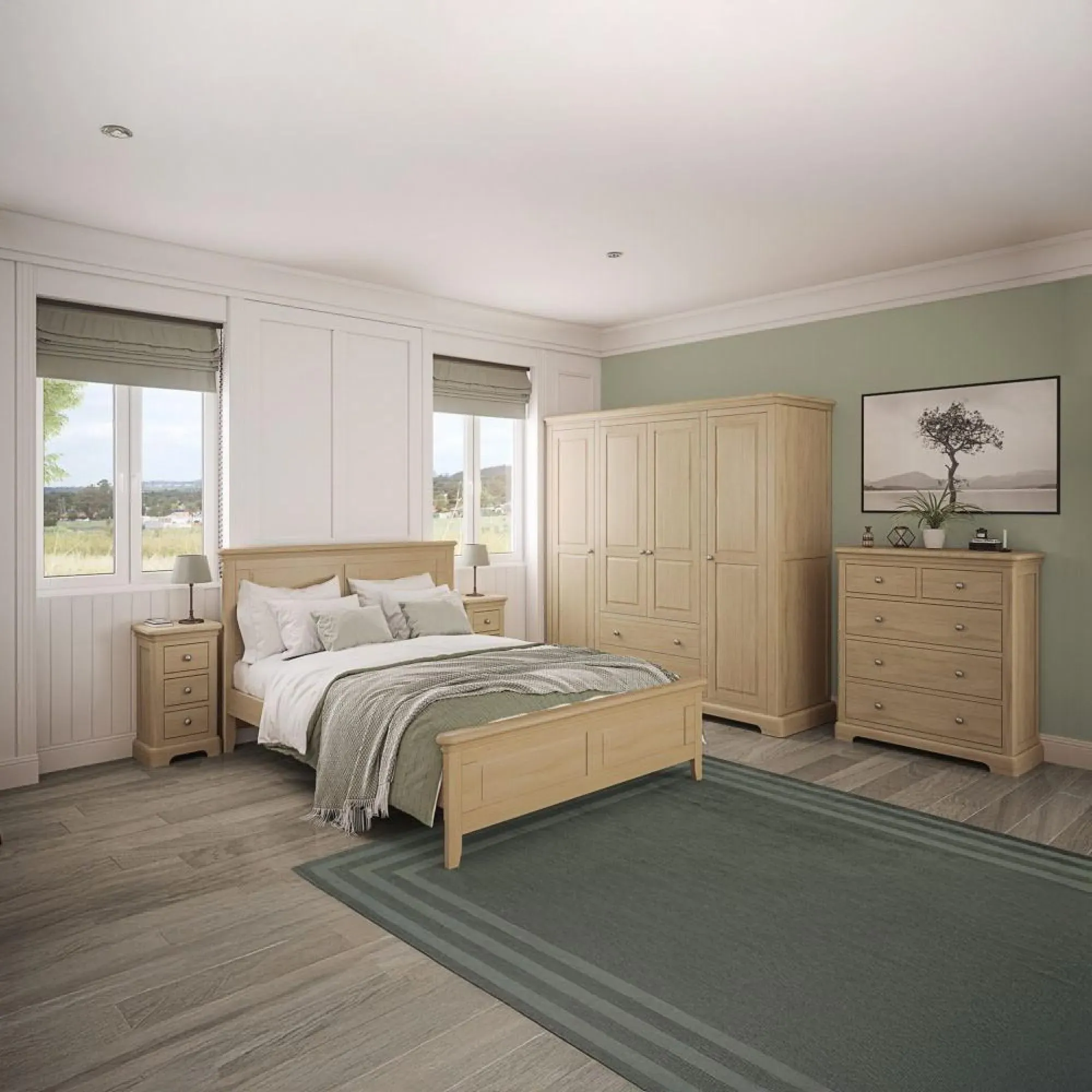 Romford Oak 2+3 Drawer Chest - Pale Oak