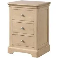 Romford Oak 3 Drawer Bedside Cabinet - Pale Oak