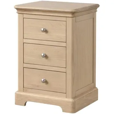 Romford Oak 3 Drawer Bedside Cabinet - Pale Oak image