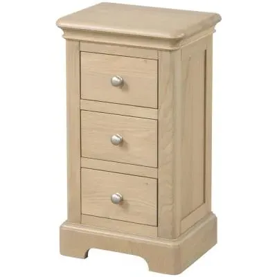 Romford Oak 3 Drawer Compact Bedside Cabinet - Pale Oak