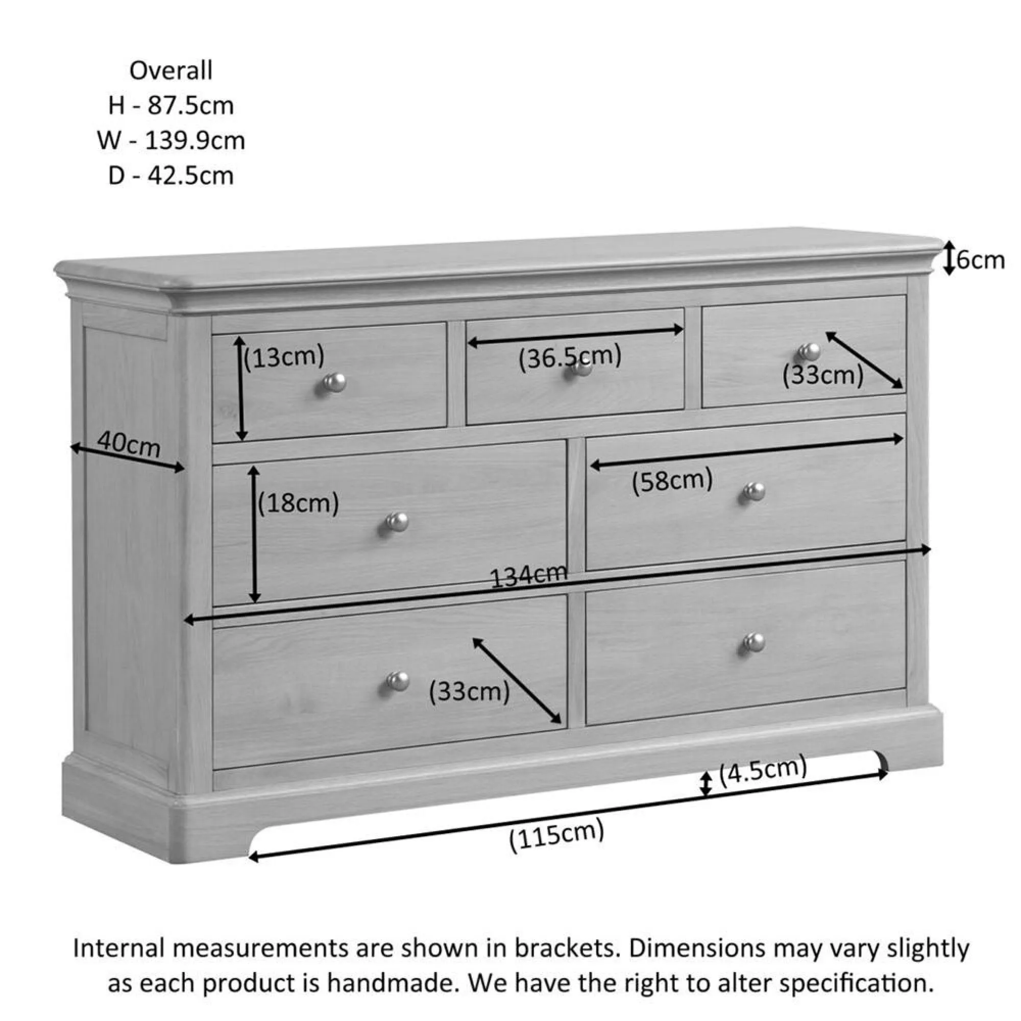 Romford Oak 3+4 Drawer Chest - Pale Oak
