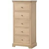 Romford Oak 5 Drawer Narrow Chest - Pale Oak