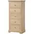 Romford Oak 5 Drawer Narrow Chest - Pale Oak