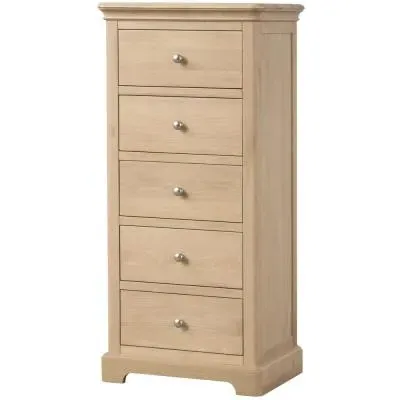Romford Oak 5 Drawer Narrow Chest - Pale Oak image