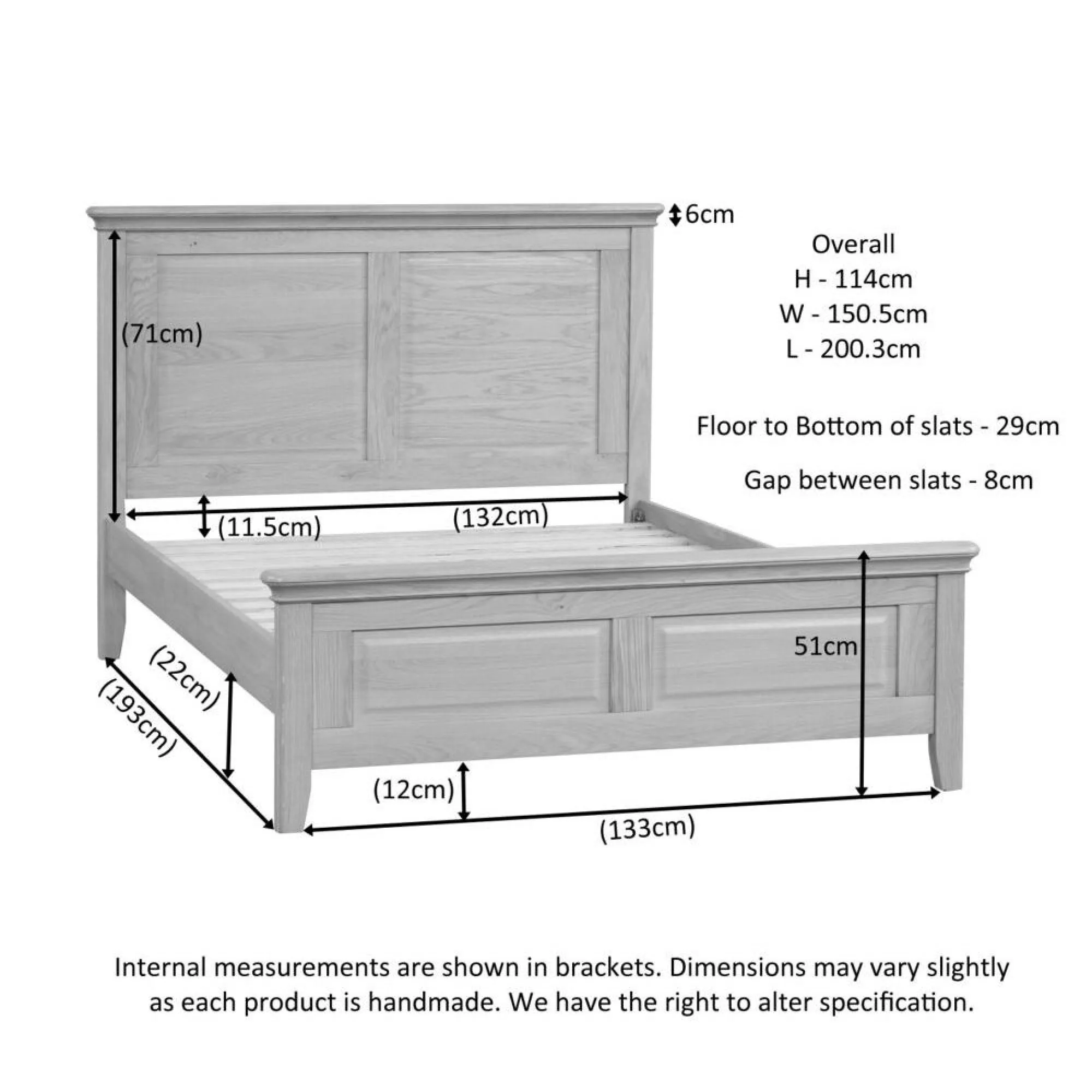 Romford Oak Bed Frame - Pale Oak