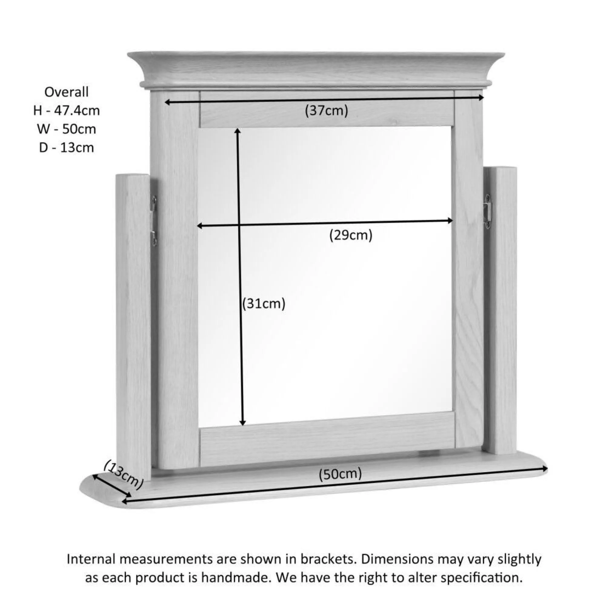 Romford Oak Dressing Mirror - Pale Oak