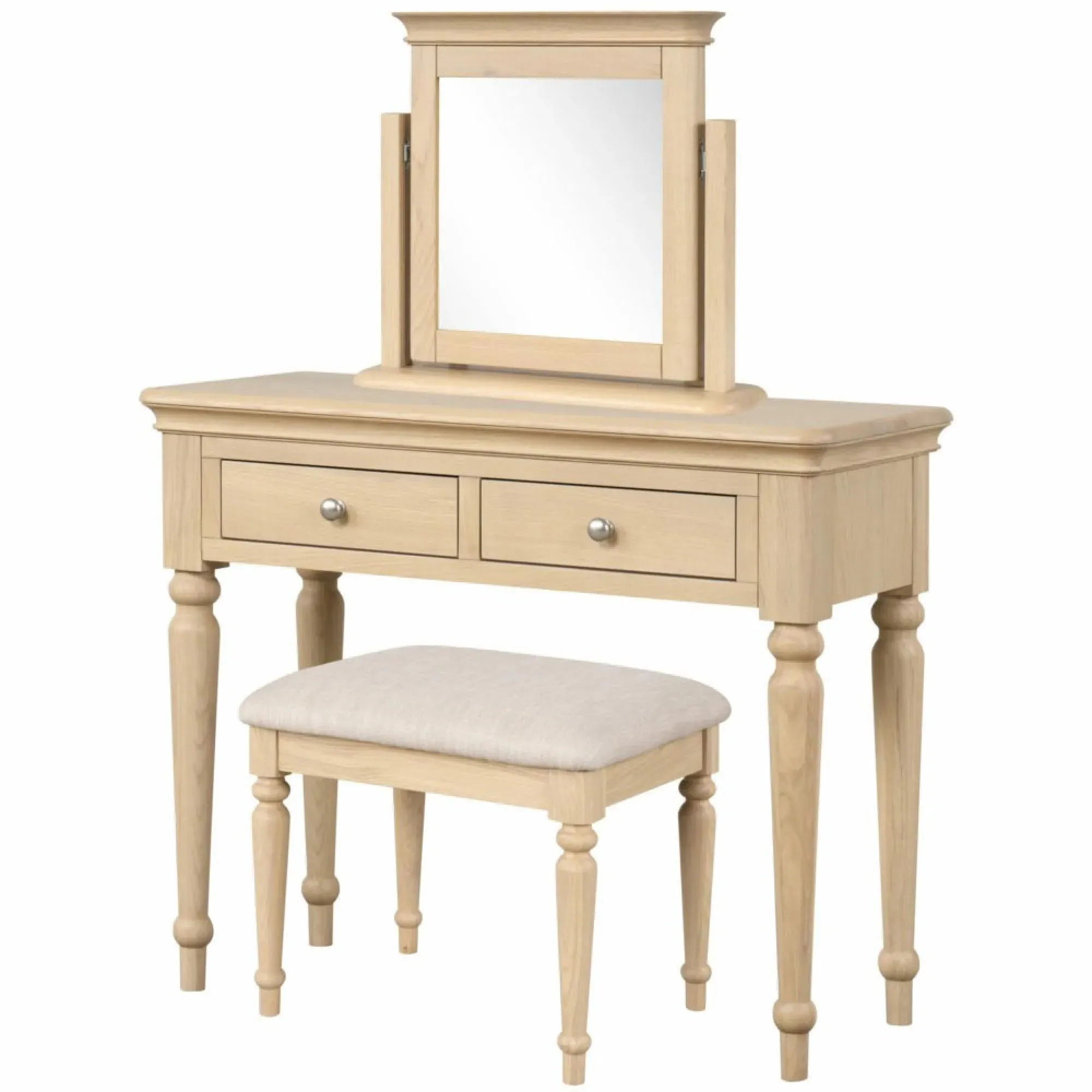 Romford Oak Padded Dressing Stool - Pale Oak
