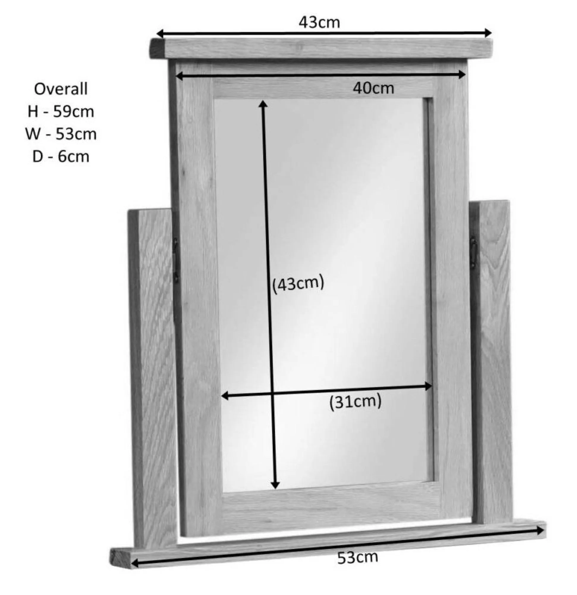 Rustic Oak Dressing Mirror - Oak