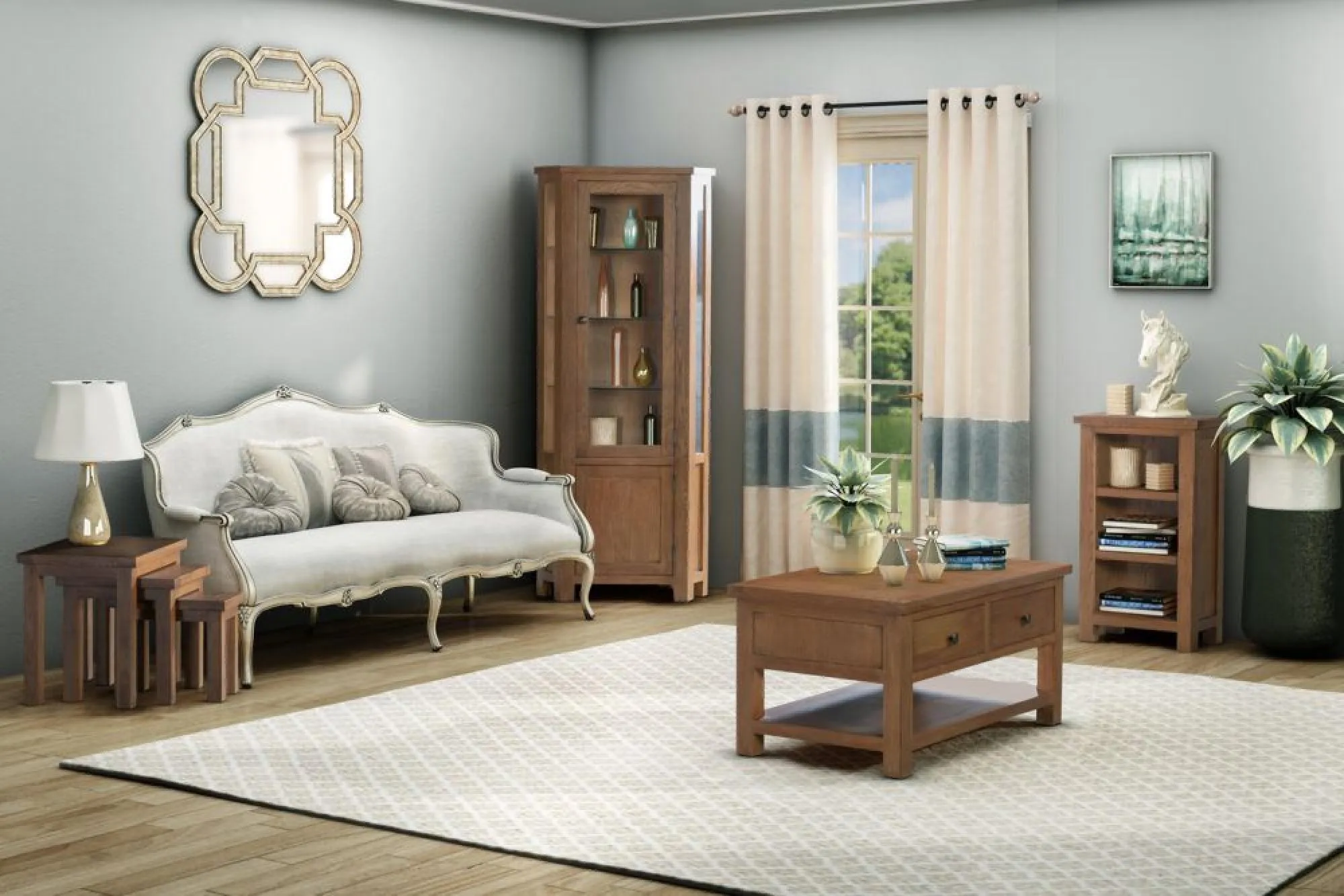 Rustic Oak Tall Bookcase - Oak