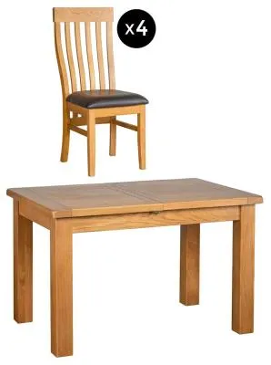 Somer Extendable Dining Set with Toulouse Chairs - Wax, Oak