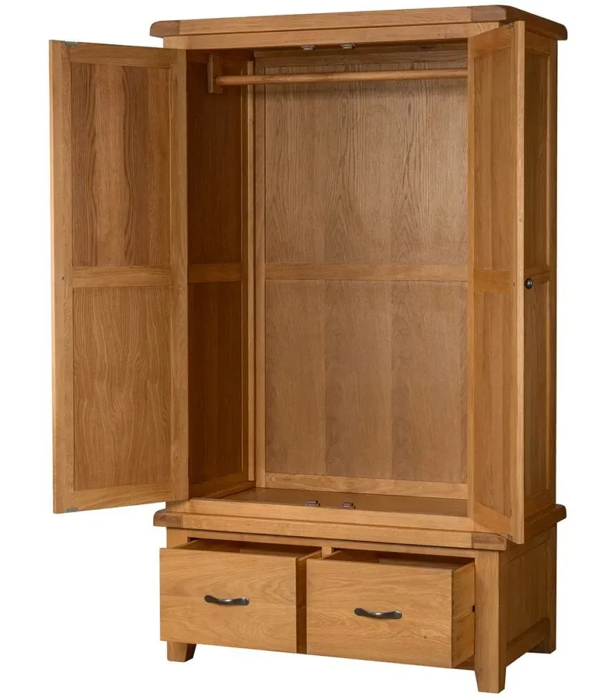 Somer Oak 2 Door 2 Drawer Double Wardrobe - Wax