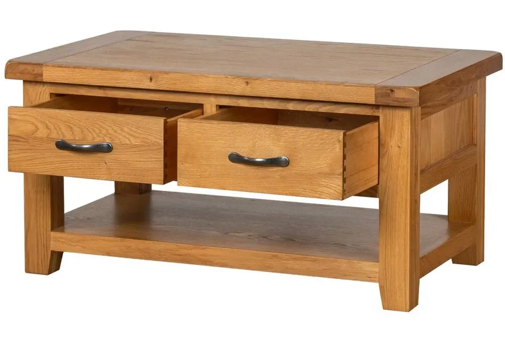 Somer Oak 2 Drawer Coffee Table - Wax, Oak
