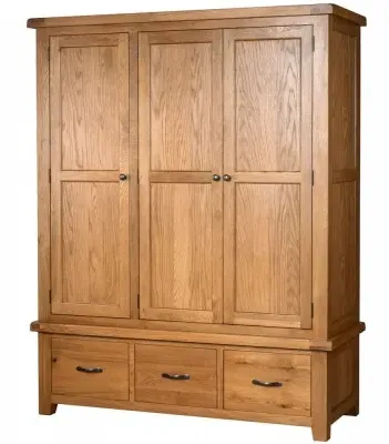 Somer Oak 3 Door Triple Wardrobe - Wax image
