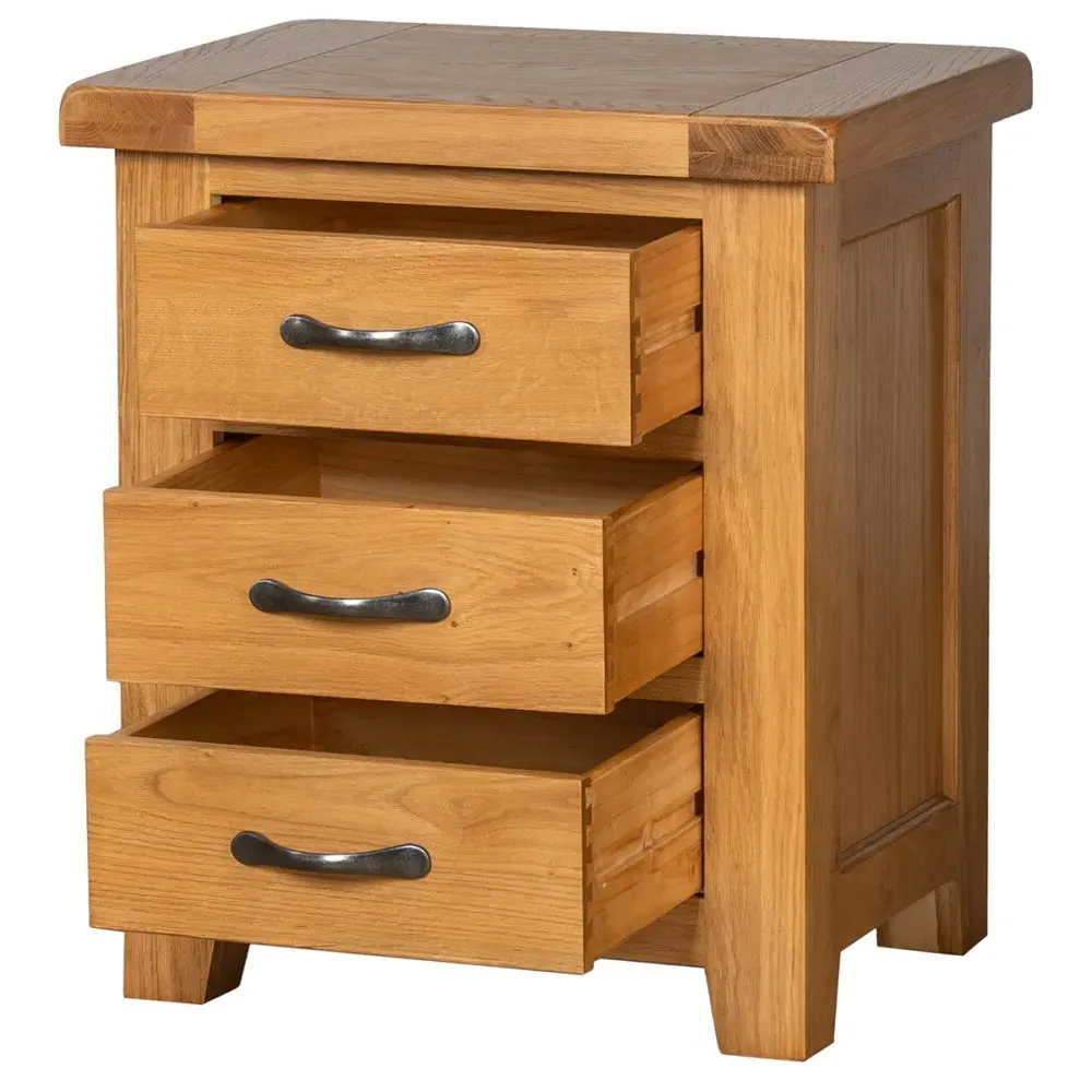 Somer Oak 3 Drawer Bedside Cabinet - Wax