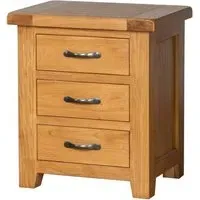 Somer Oak 3 Drawer Bedside Cabinet - Wax