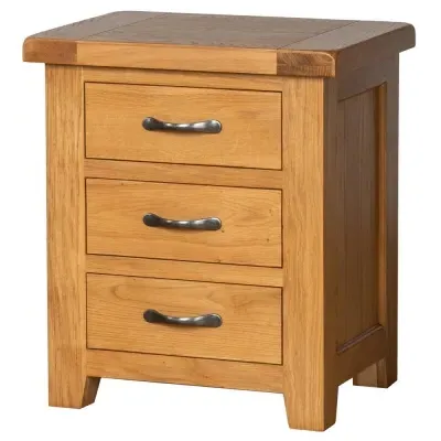 Somer Oak 3 Drawer Bedside Cabinet - Wax