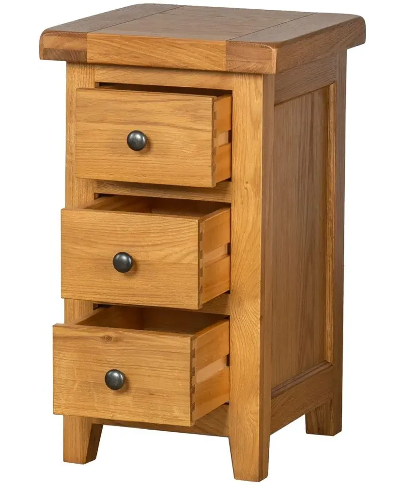 Somer Oak 3 Drawer Compact Bedside Cabinet - Wax