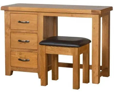 Somer Oak 3 Drawer Dressing Table with Stool - Wax