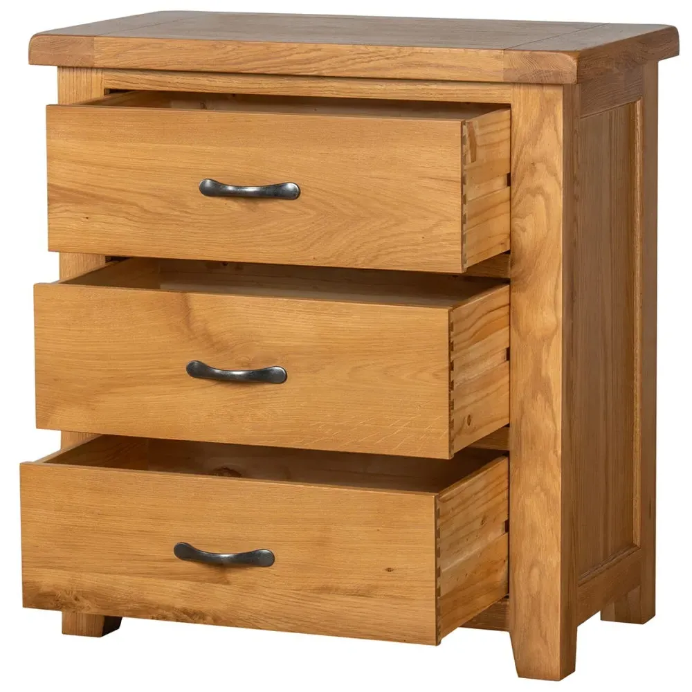 Somer Oak 3 Drawer Small Chest - Wax
