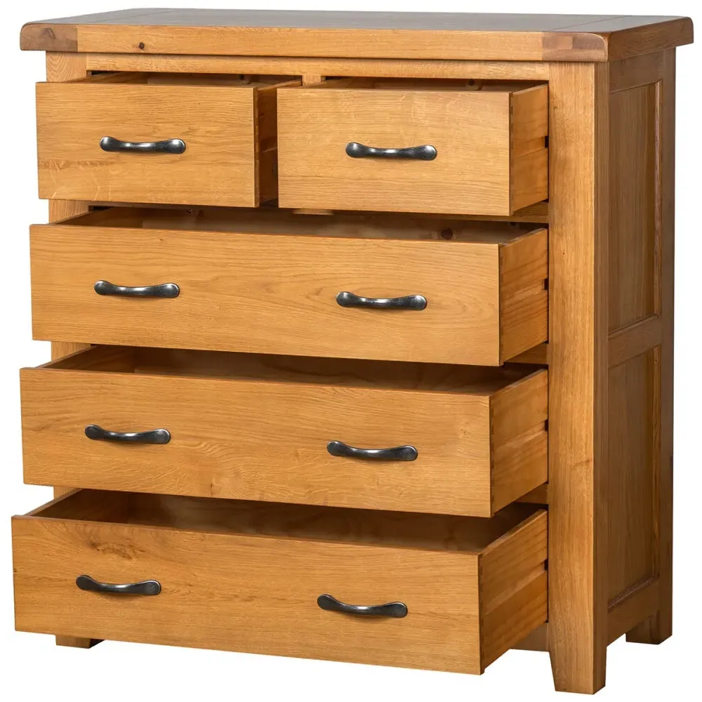 Somer Oak 3+2 Drawer Chest - Wax