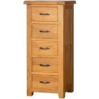 Somer Oak 5 Drawer Narrow Chest - Wax