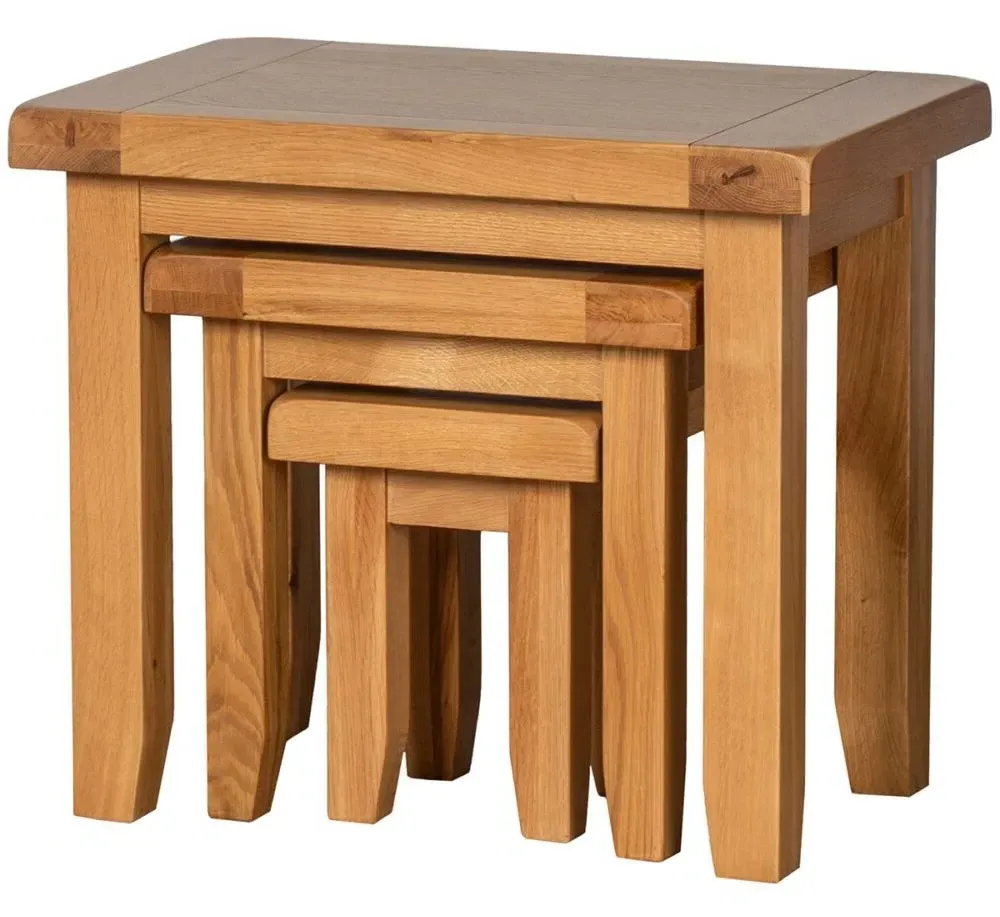 Somer Oak Nest of 3 Tables - Wax