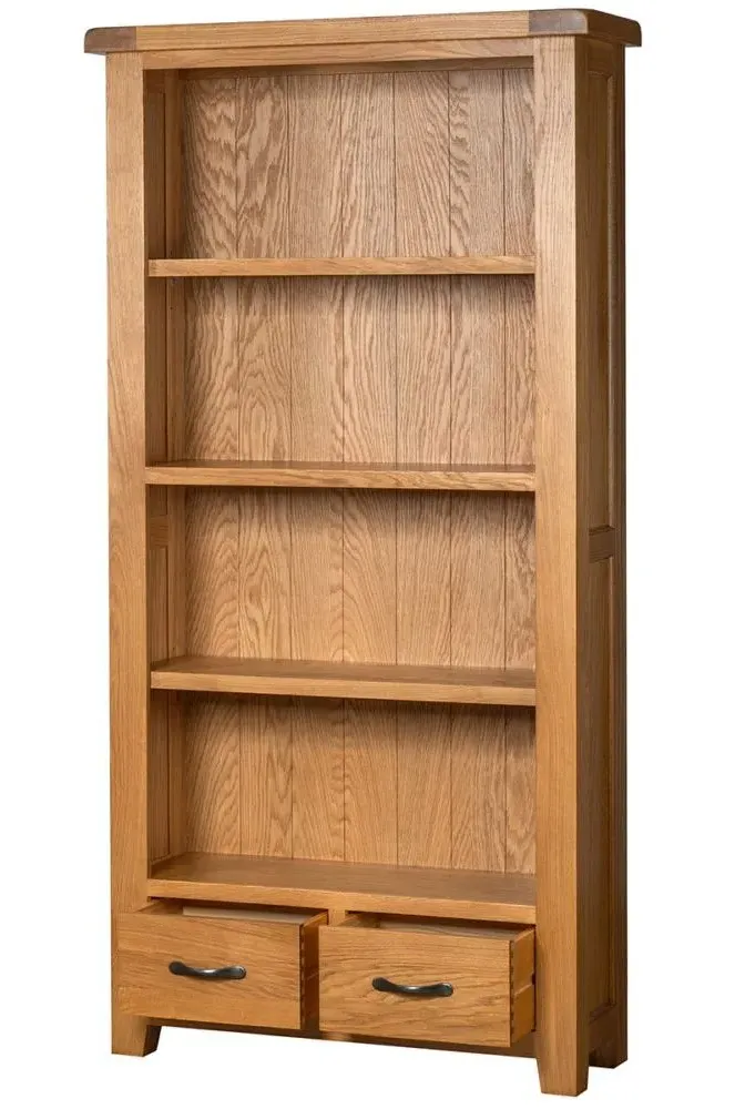 Somer Oak Wide Bookcase - Wax