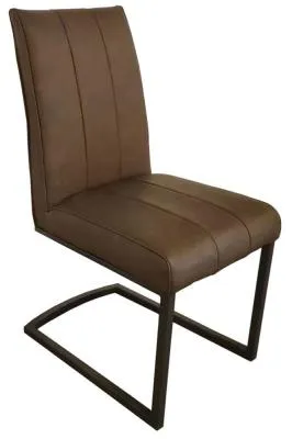 Tira Cantilever Dining Chair - Brown, Faux Leather