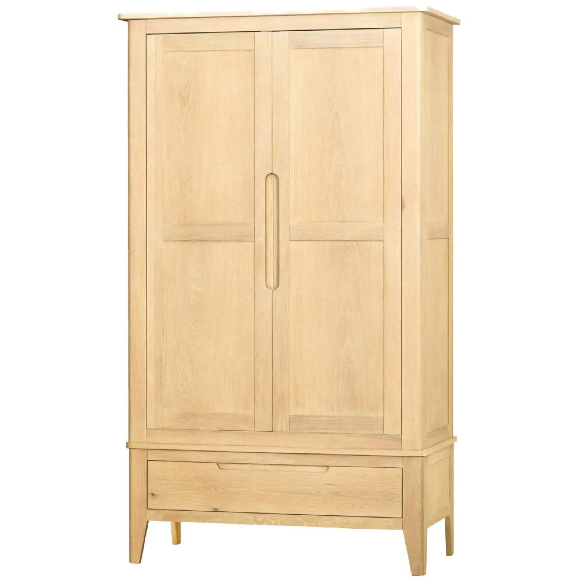 Twyford Oak 2 Door 1 Drawer Double Wardrobe - Pale Oak