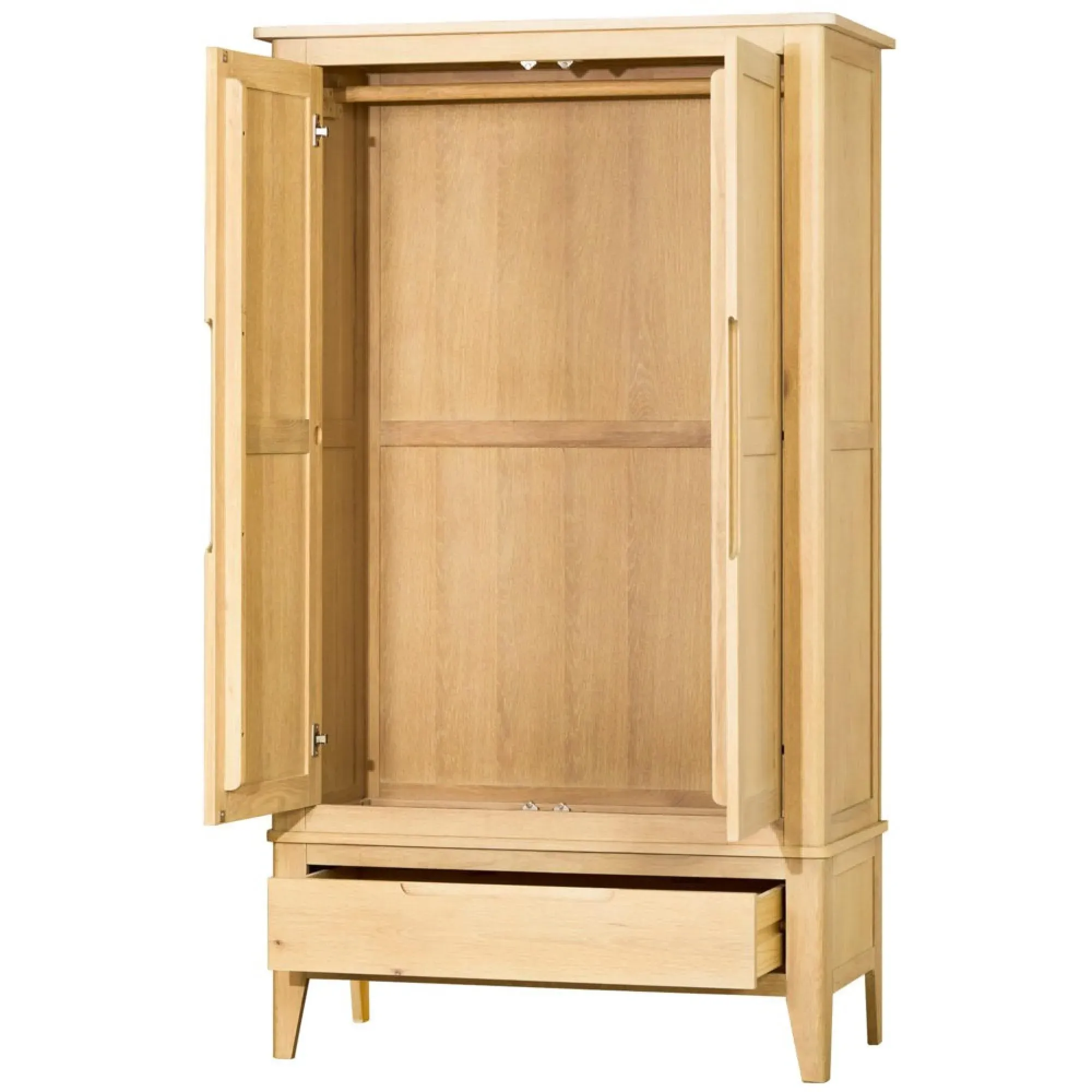 Twyford Oak 2 Door 1 Drawer Double Wardrobe - Pale Oak