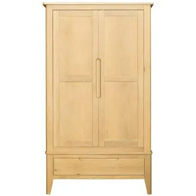 Twyford Oak 2 Door 1 Drawer Double Wardrobe - Pale Oak image