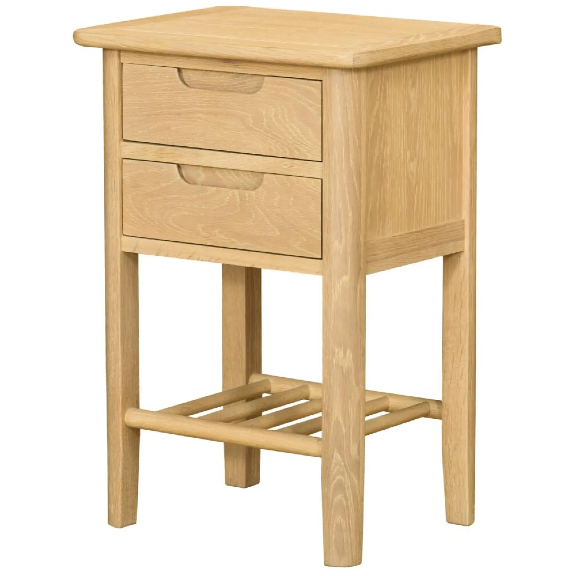 Twyford Oak 2 Drawer Bedside Cabinet - Pale Oak