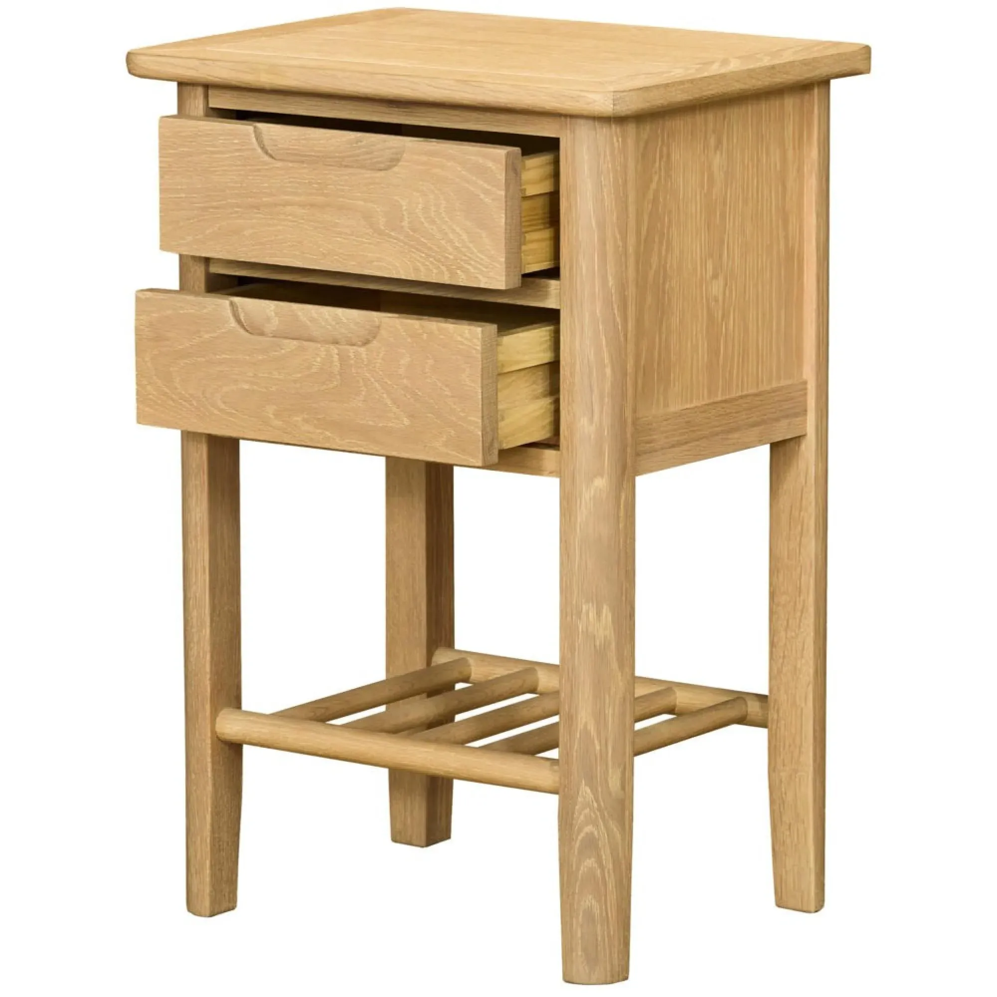 Twyford Oak 2 Drawer Bedside Cabinet - Pale Oak