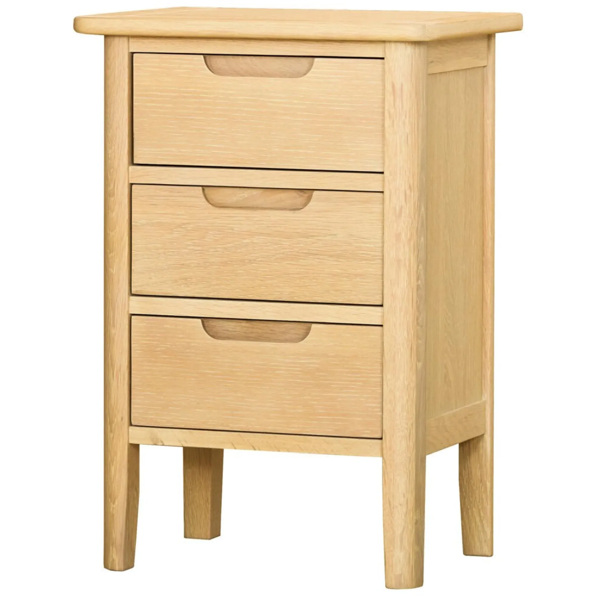 Twyford Oak 3 Drawer Bedside Cabinet - Pale Oak