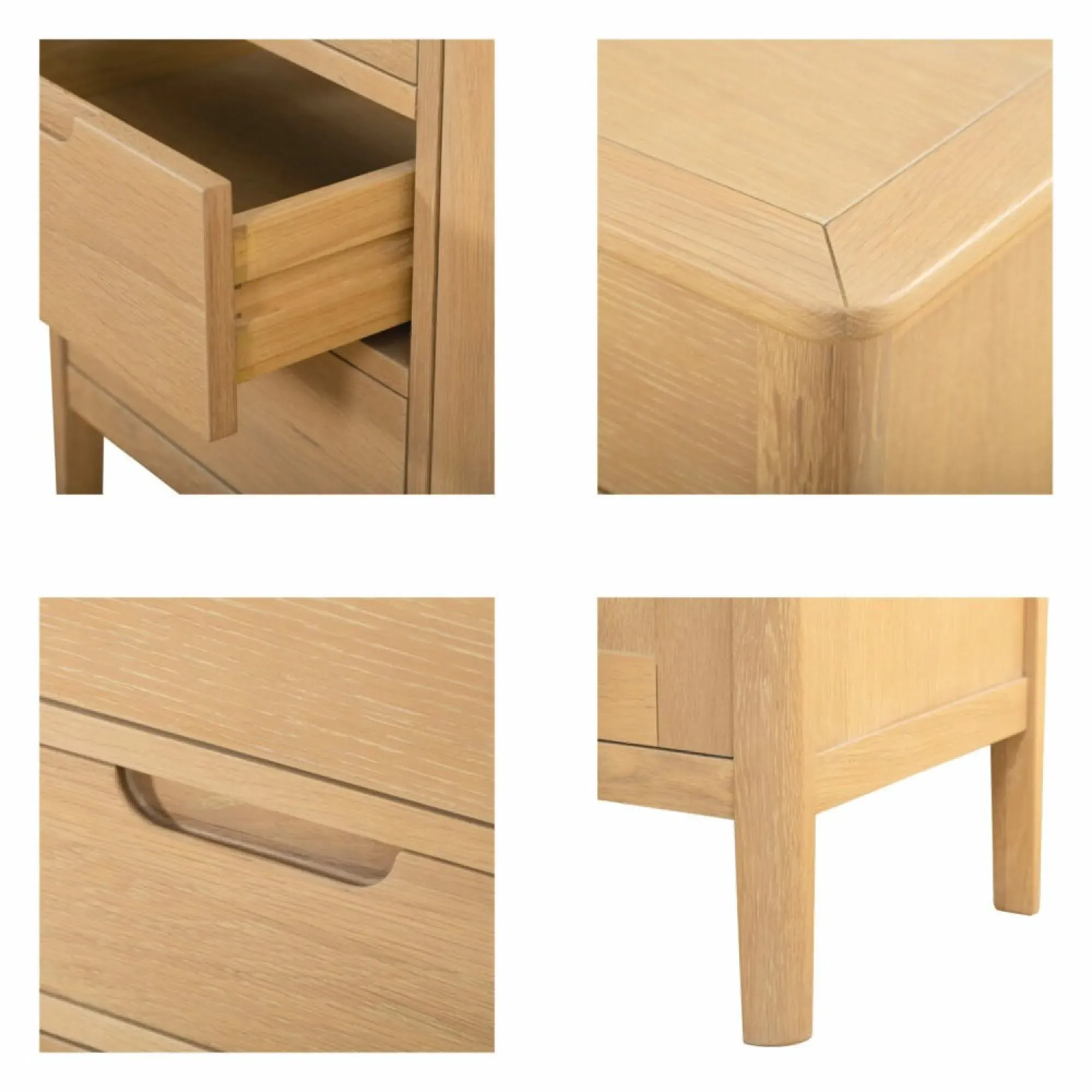 Twyford Oak 3 Drawer Bedside Cabinet - Pale Oak