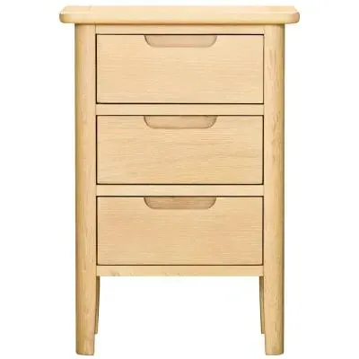 Twyford Oak 3 Drawer Bedside Cabinet - Pale Oak