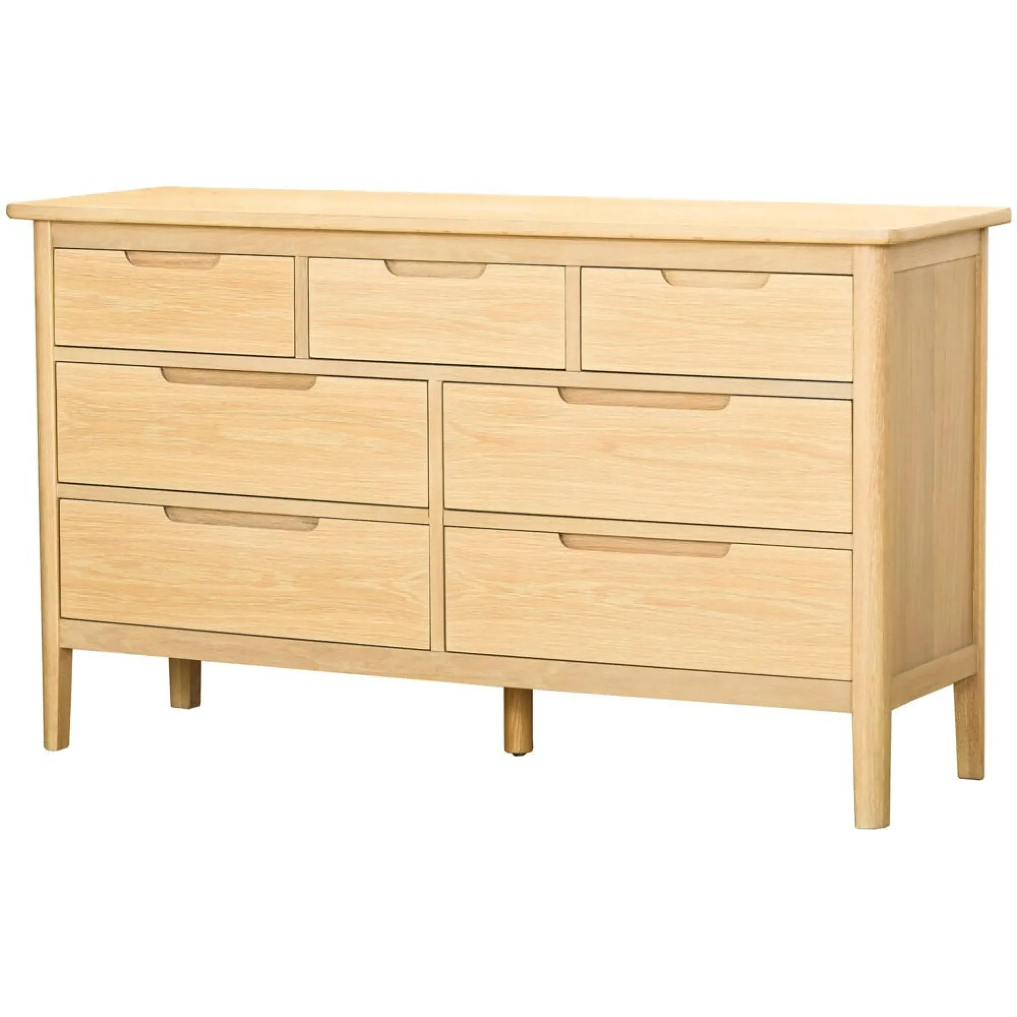 Twyford Oak 3+4 Drawer Wide Chest - Pale Oak