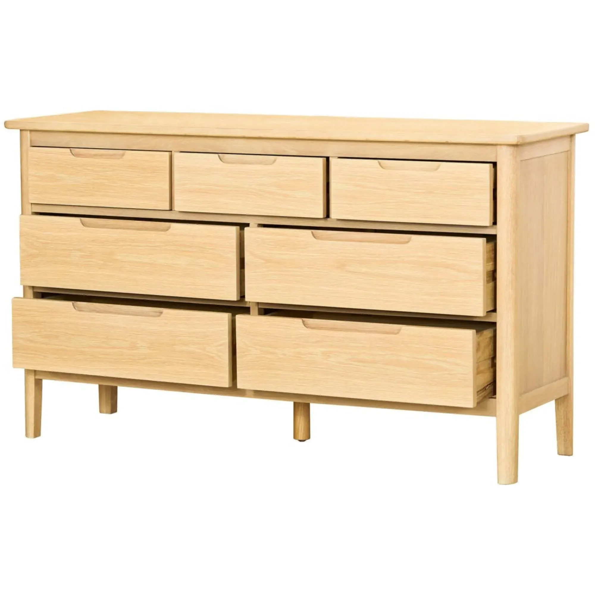 Twyford Oak 3+4 Drawer Wide Chest - Pale Oak