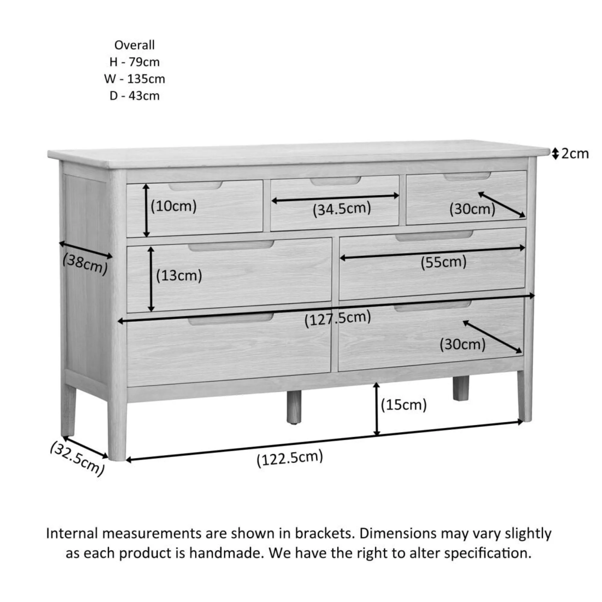 Twyford Oak 3+4 Drawer Wide Chest - Pale Oak