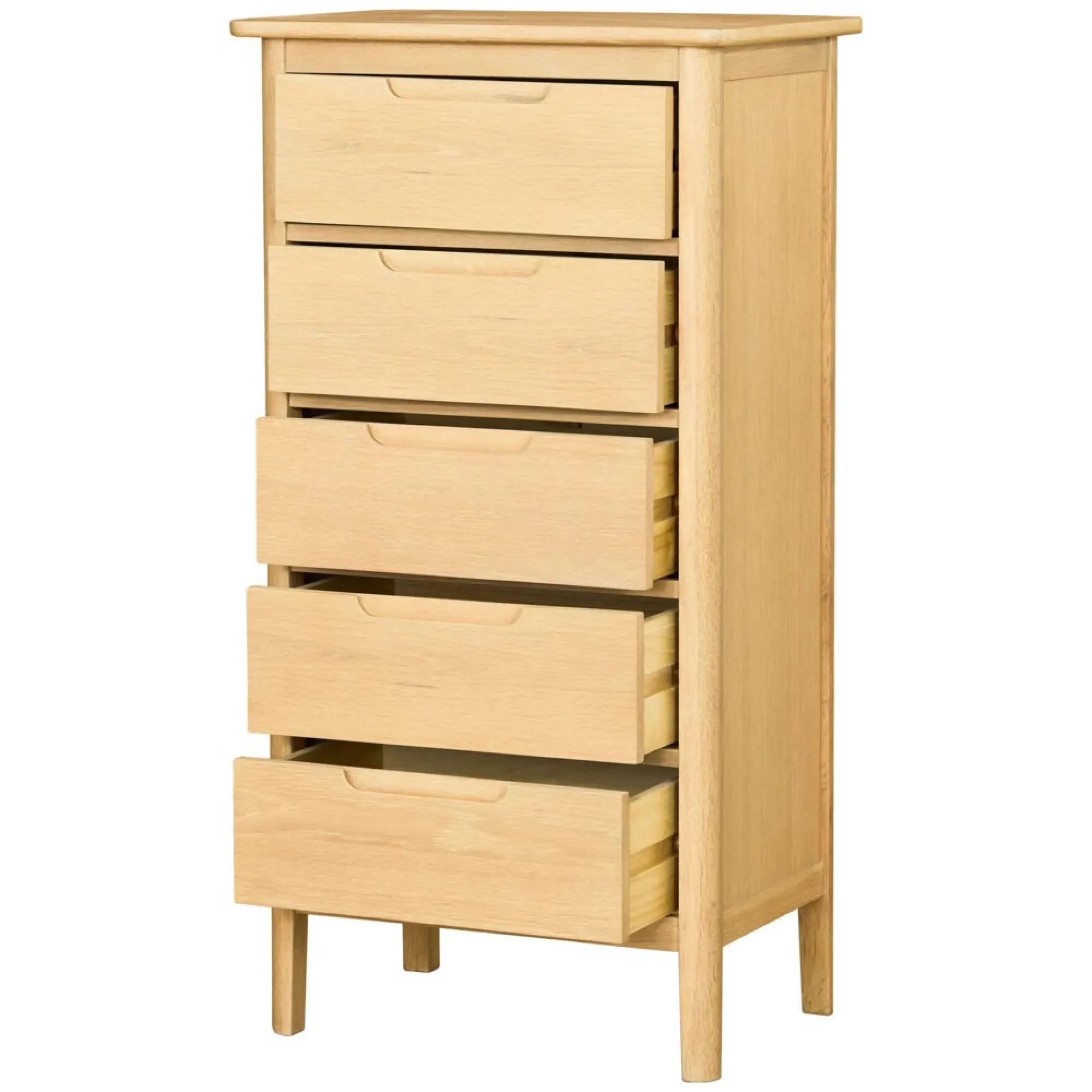 Twyford Oak 5 Drawer Narrow Chest - Pale Oak