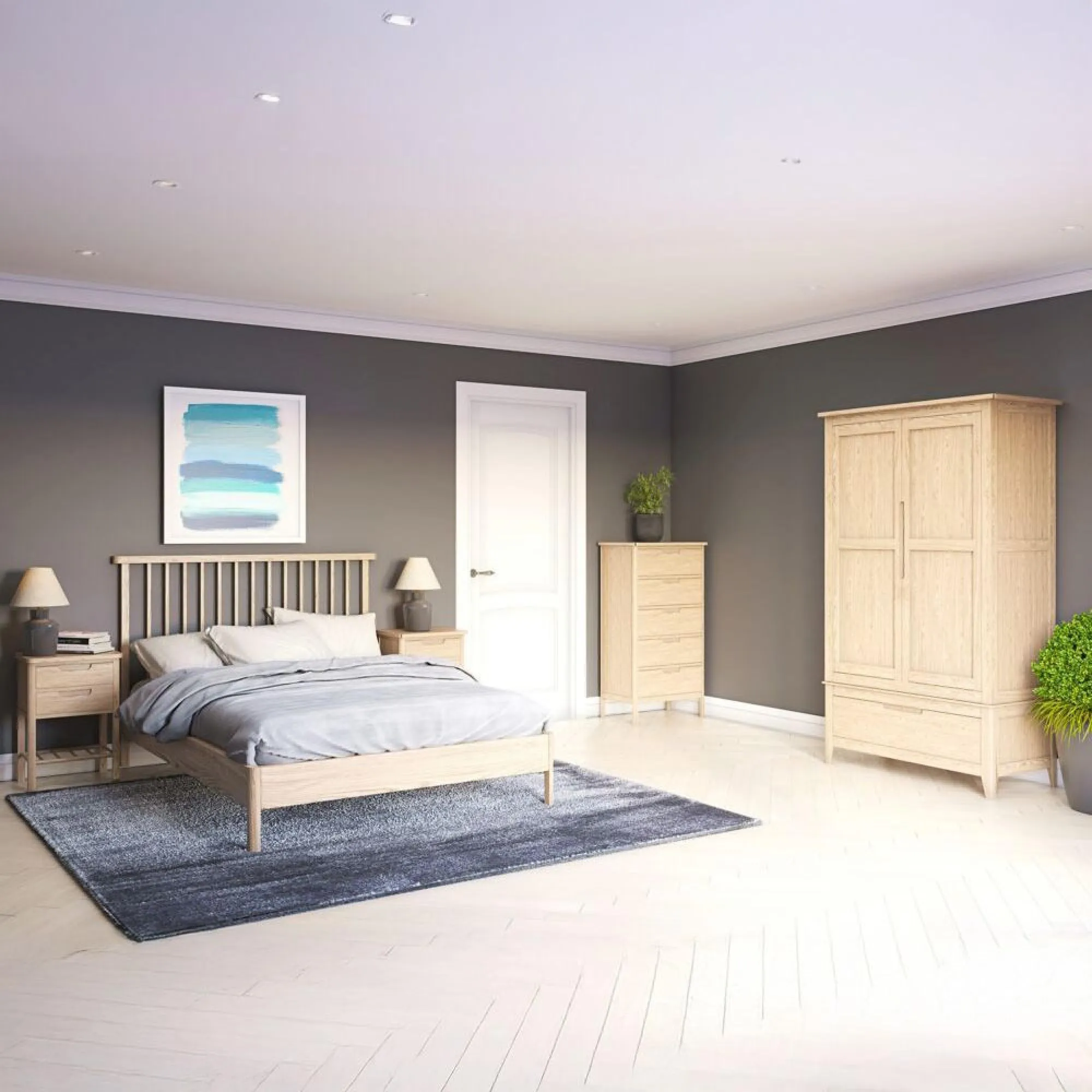 Twyford Oak 5 Drawer Narrow Chest - Pale Oak