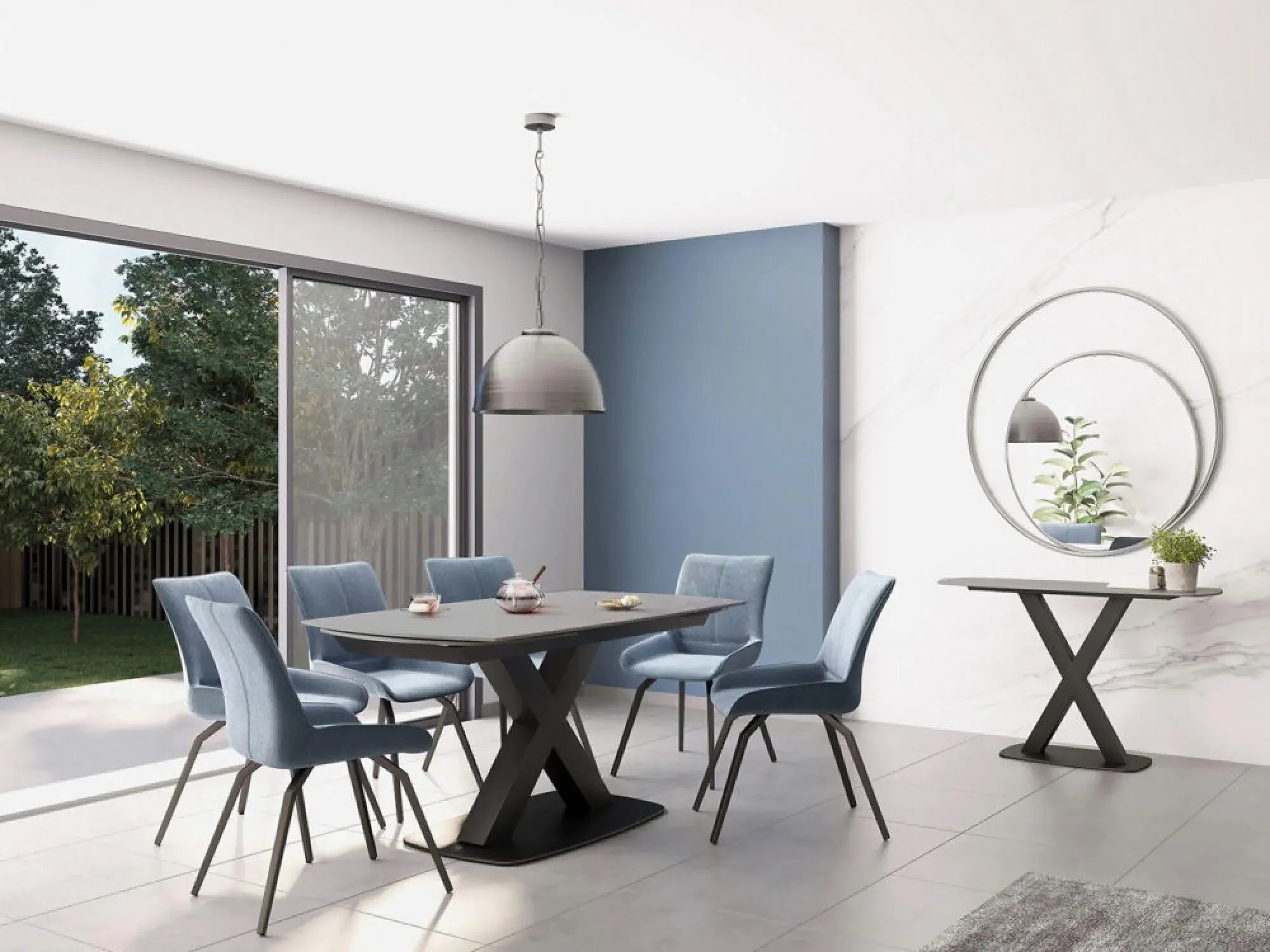 Vernal 4-8 Seater Extending Dining Table - Grey, Sintered Stone