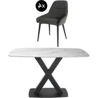 Vernal 4-Seater Dining Set with Claflin Chairs - White