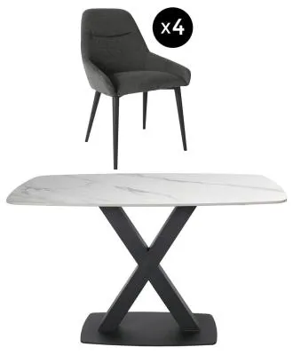 Vernal 4-Seater Dining Set with Claflin Chairs - White