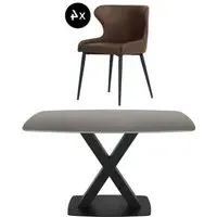 Vernal 4-Seater Dining Set with Langley Chairs - Grey