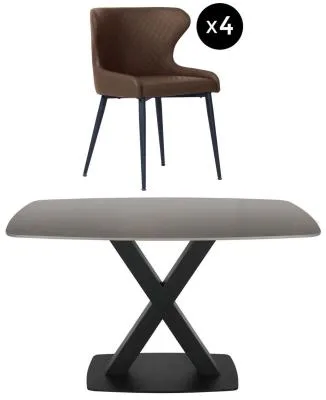 Vernal 4-Seater Dining Set with Langley Chairs - Grey image