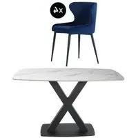 Vernal 4-Seater Dining Set with Langley Chairs - White