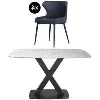 Vernal 4-Seater Dining Set with Langley Chairs - White